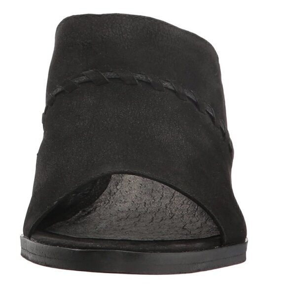 Eileen Fisher Kale Nubuck Leather Mule Slide 6 Block Heel Open Toe Braided Peep - Picture 8 of 9